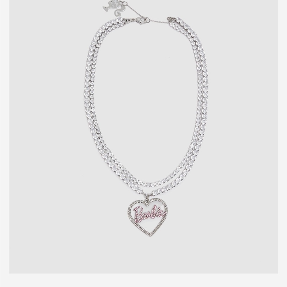Barbie Aldo Silver Heart Necklace with Pink 'Barbie' Pendant